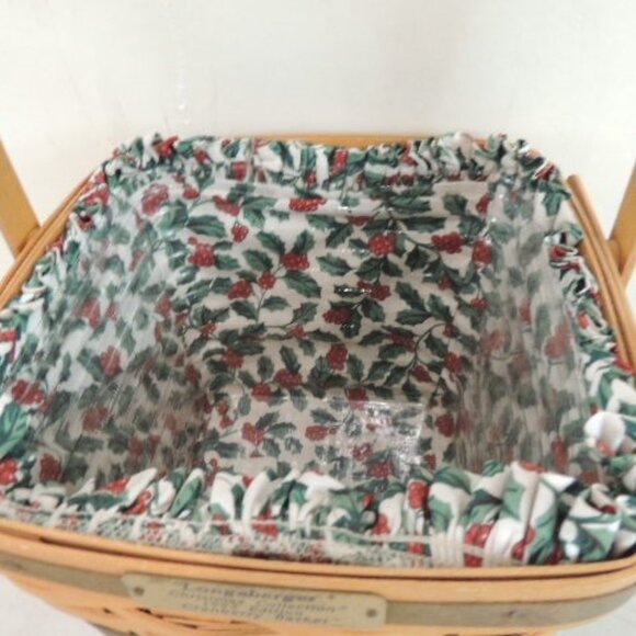 LONGABERGER 1995 CHRISTMAS BASKET WITH LINER, HANDMADE BASKET COLLECTION - Picture 2 of 5